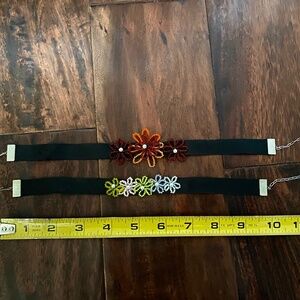 Two Handmade Boho Beaded Flower Chokers